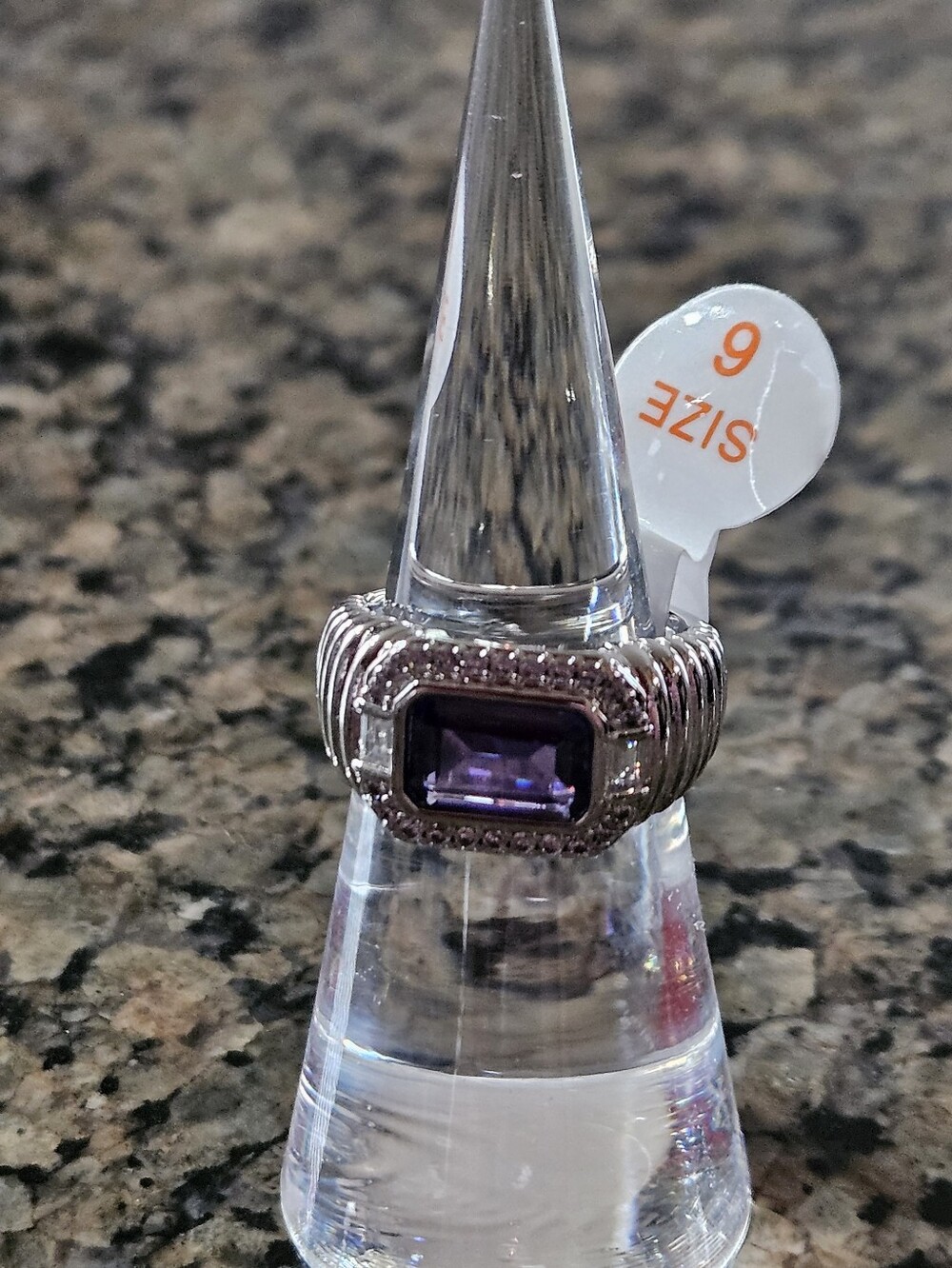 Bomb Party RG27585 "Pulsing Chakras" Purple Topaz Cubic Zirconia Sz 6